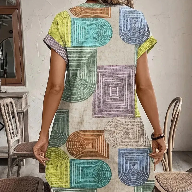 Bohemian Shirt Dress for Women with Geometric Print - Galilea