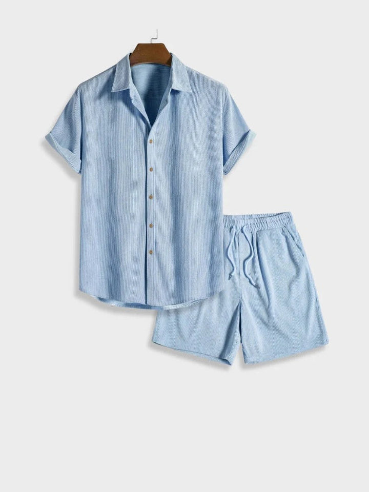 Summer Set with Ribbed Shirt and Shorts for Men