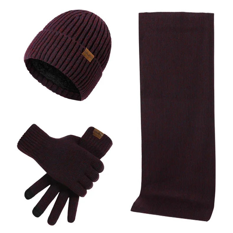 Knitted Beanie, Scarf, and Gloves Set for Men