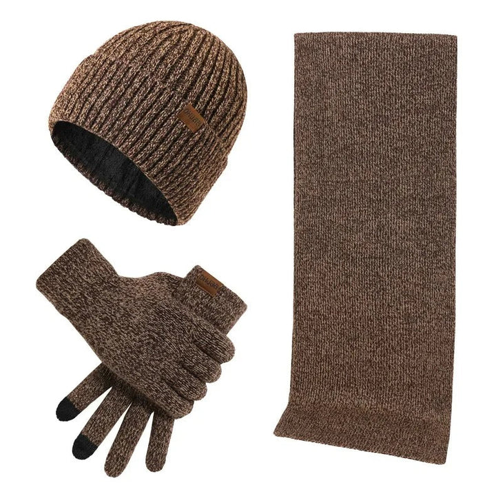 Knitted Beanie, Scarf, and Gloves Set for Men