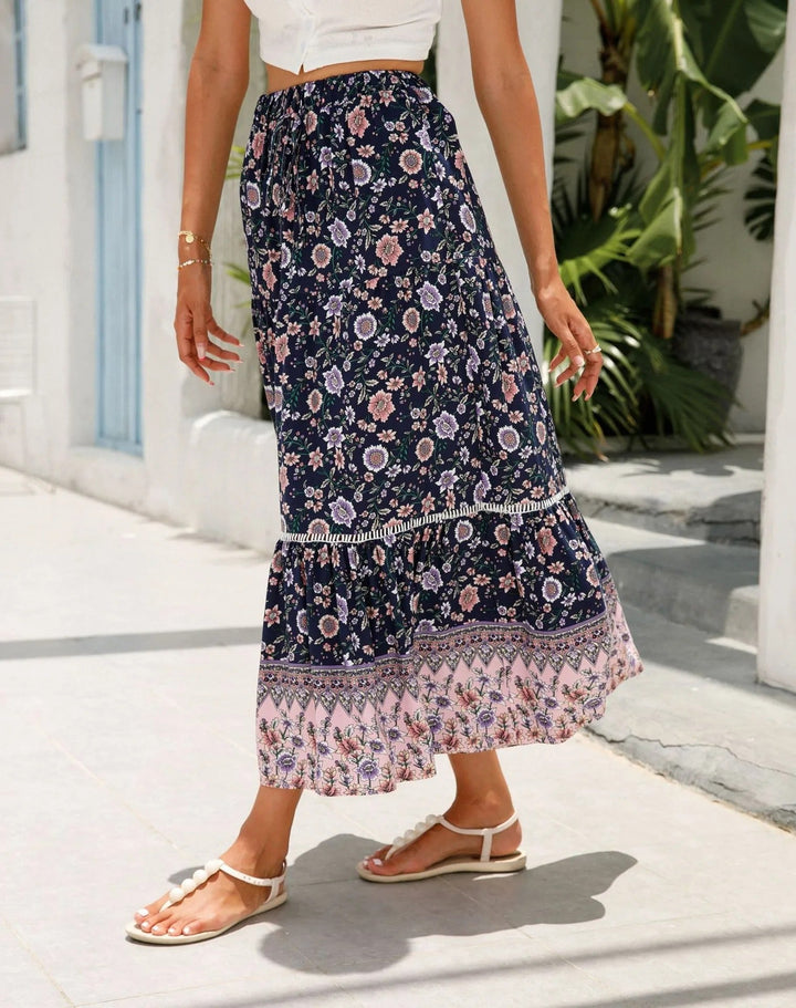 Long Floral Bohemian Skirt for Women - Vianey