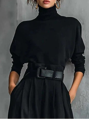 Mariette Premium Turtleneck Set with Wide-Leg Pants, view 2 - Elena Harper