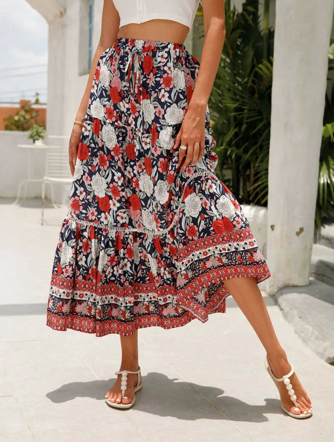 Long Floral Bohemian Skirt for Women - Vianey