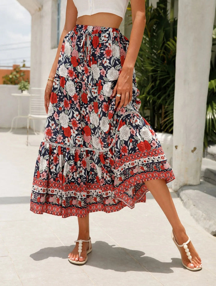 Long Floral Bohemian Skirt for Women - Vianey
