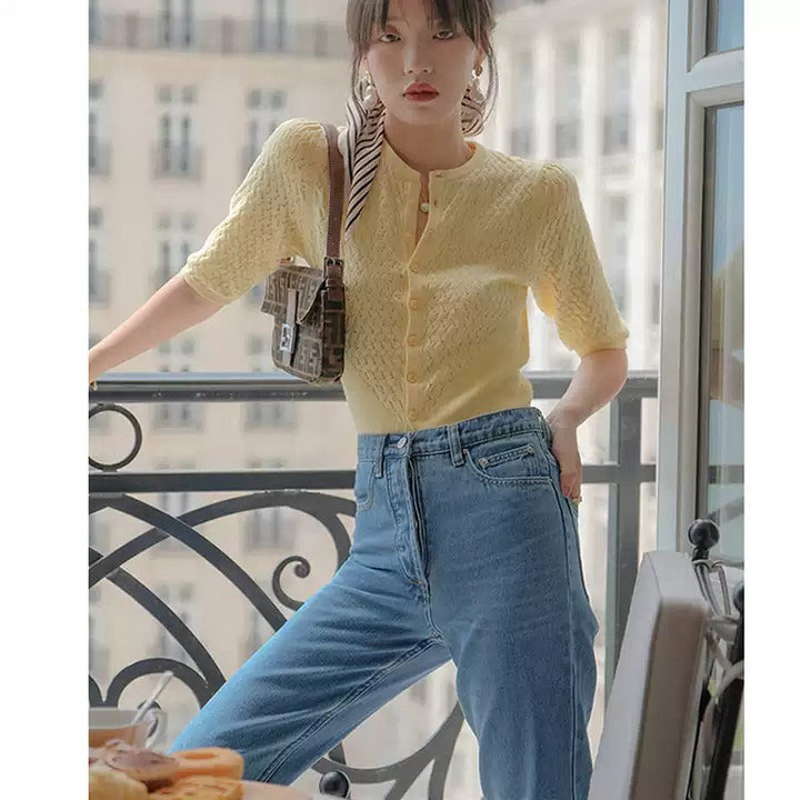 Sophie - Stylish Knitted Top with Buttons
