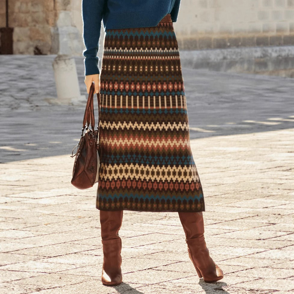 Printed Midi Skirt for Women - Malvien
