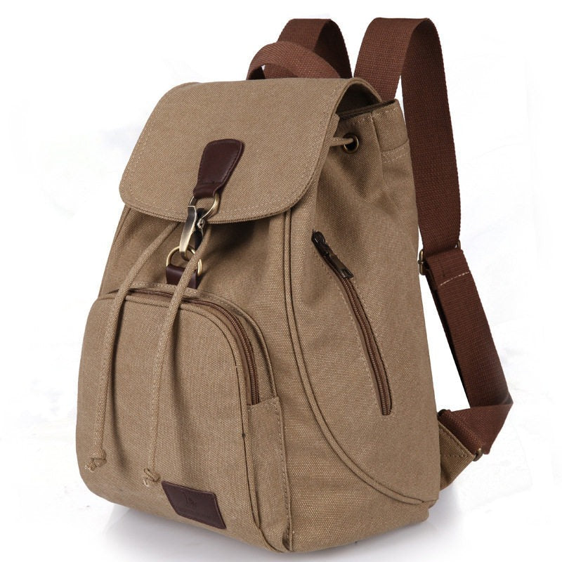 Women's Vintage-Style Durable Canvas Backpack with Pockets - Thérèse