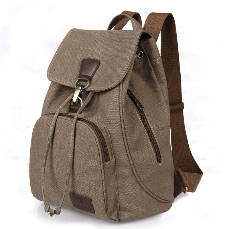 Women's Vintage-Style Durable Canvas Backpack with Pockets - Thérèse