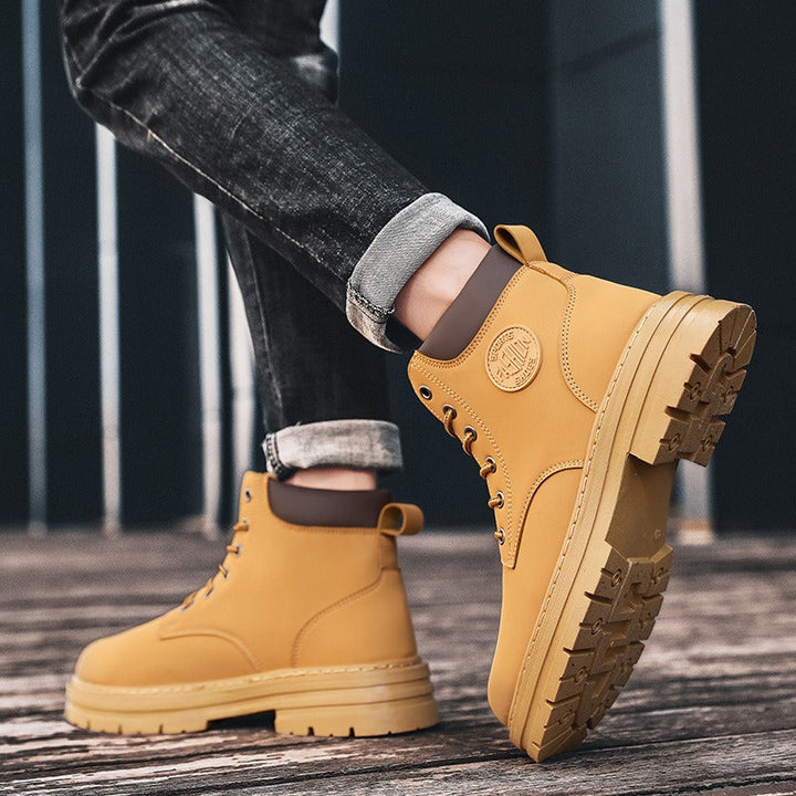 High-top synthetic leather boots for men with thick urban sole - Elías