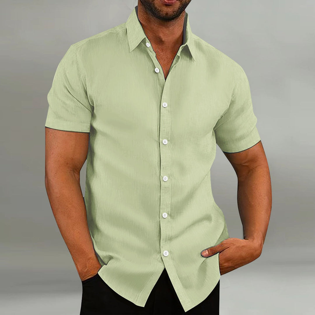 Men's Slim Fit Shirt – Short Sleeves, Suitable for Casual Summer Use