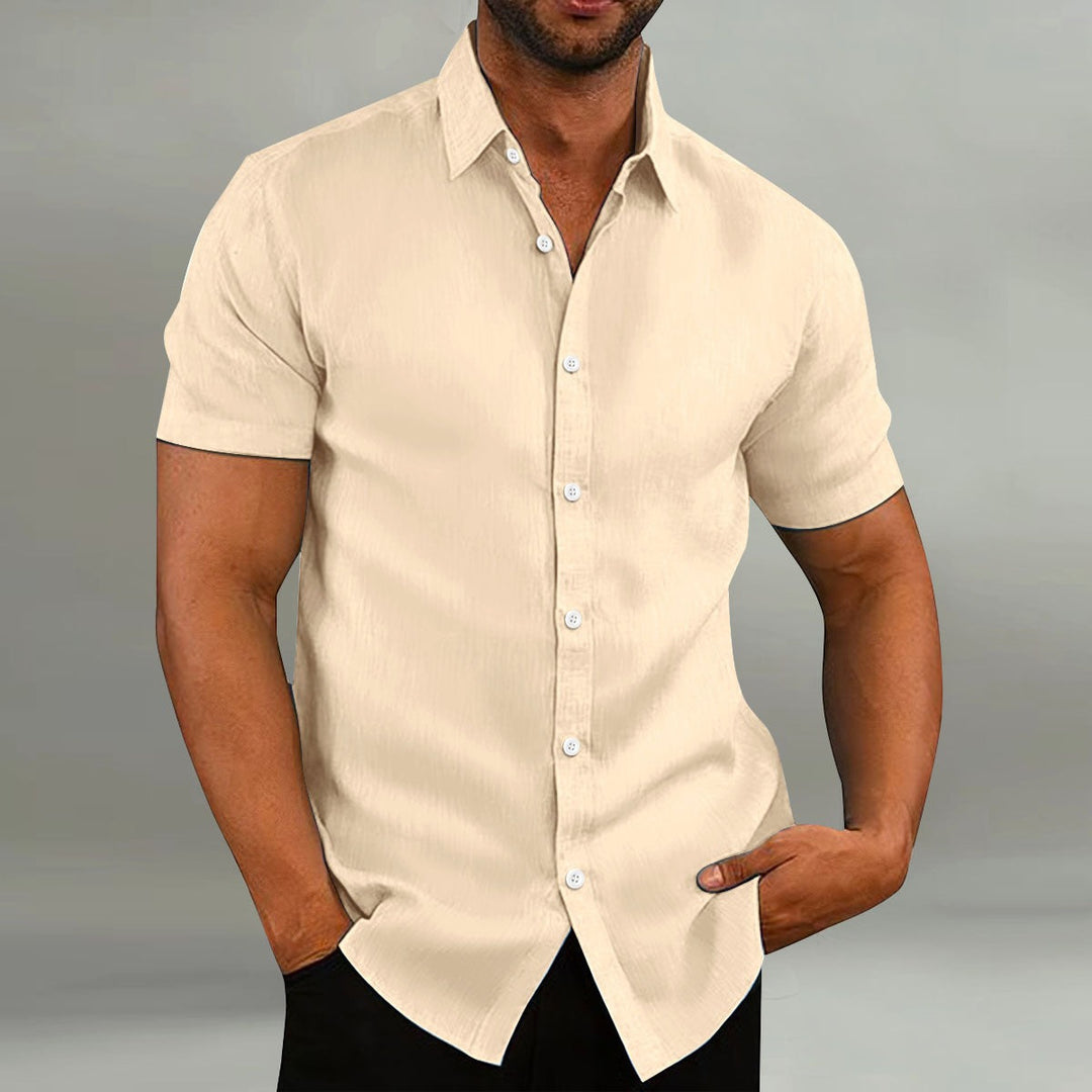 Men's Slim Fit Shirt – Short Sleeves, Suitable for Casual Summer Use