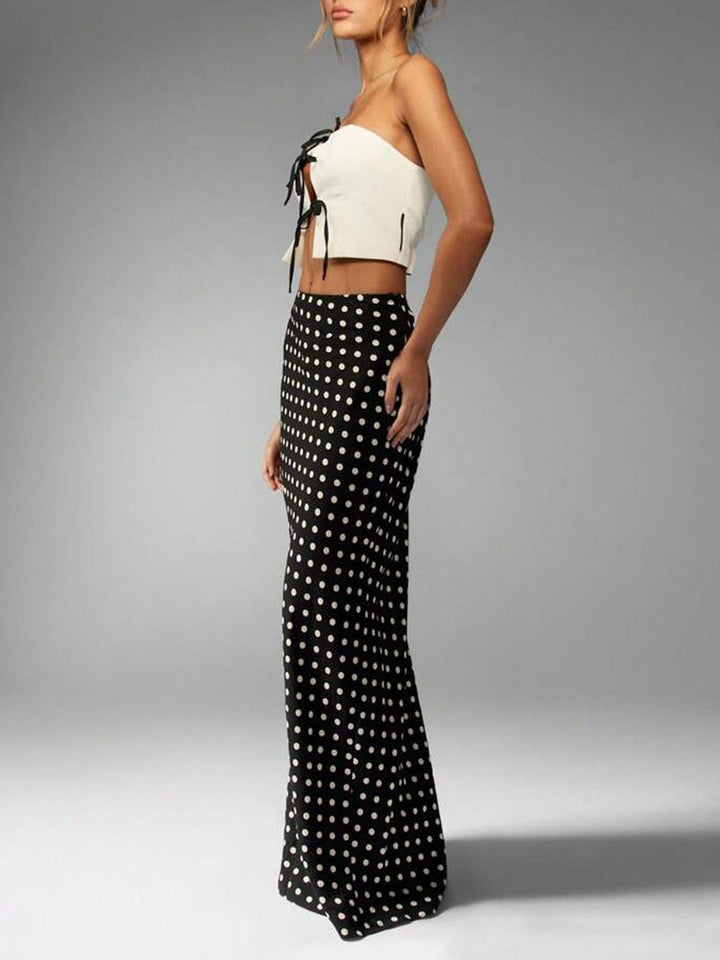 Long polka dot fitted viscose skirt for women - Karla