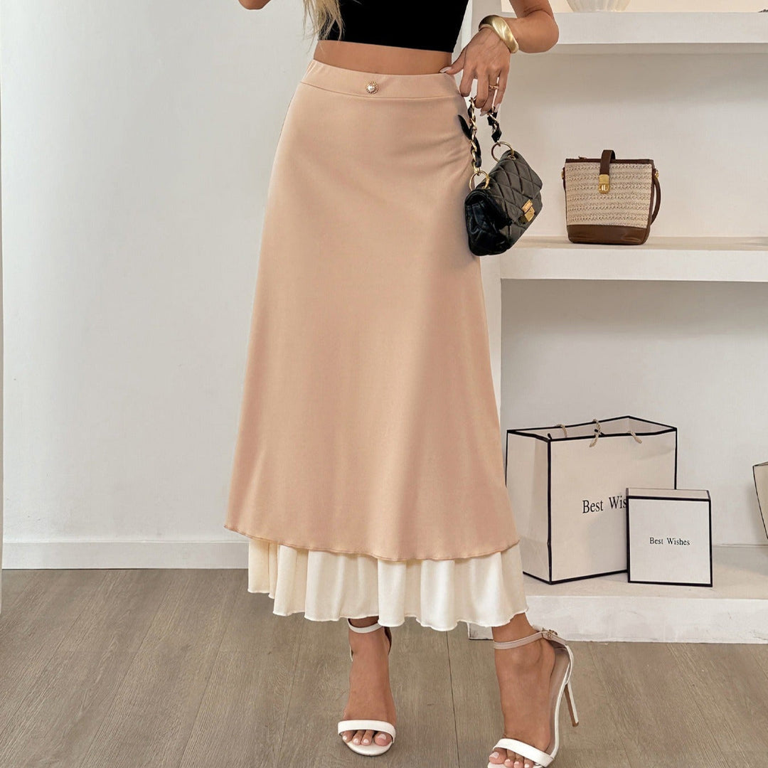 Long layered satin skirt for women - Remi