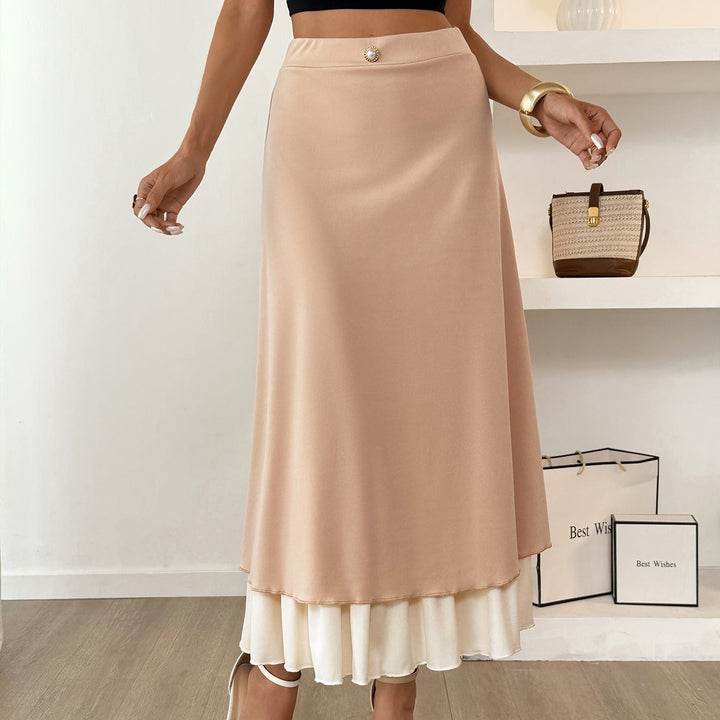 Long layered satin skirt for women - Remi