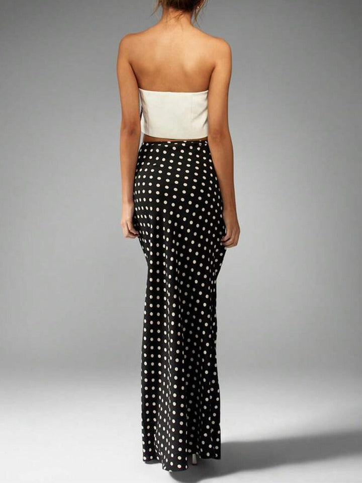 Long polka dot fitted viscose skirt for women - Karla
