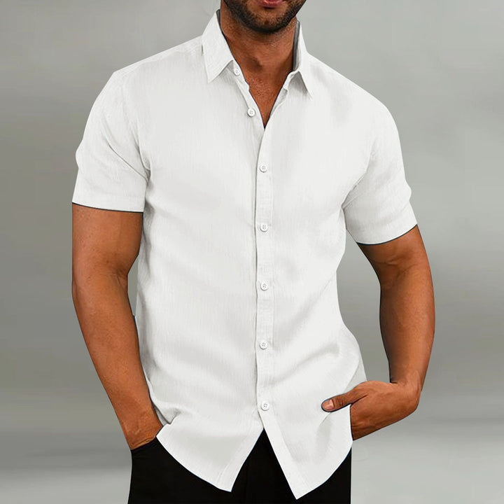 Men's Slim Fit Shirt – Short Sleeves, Suitable for Casual Summer Use