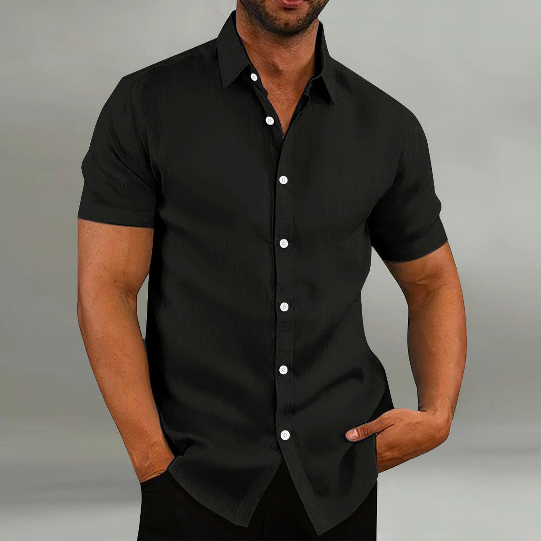 Men's Slim Fit Shirt – Short Sleeves, Suitable for Casual Summer Use