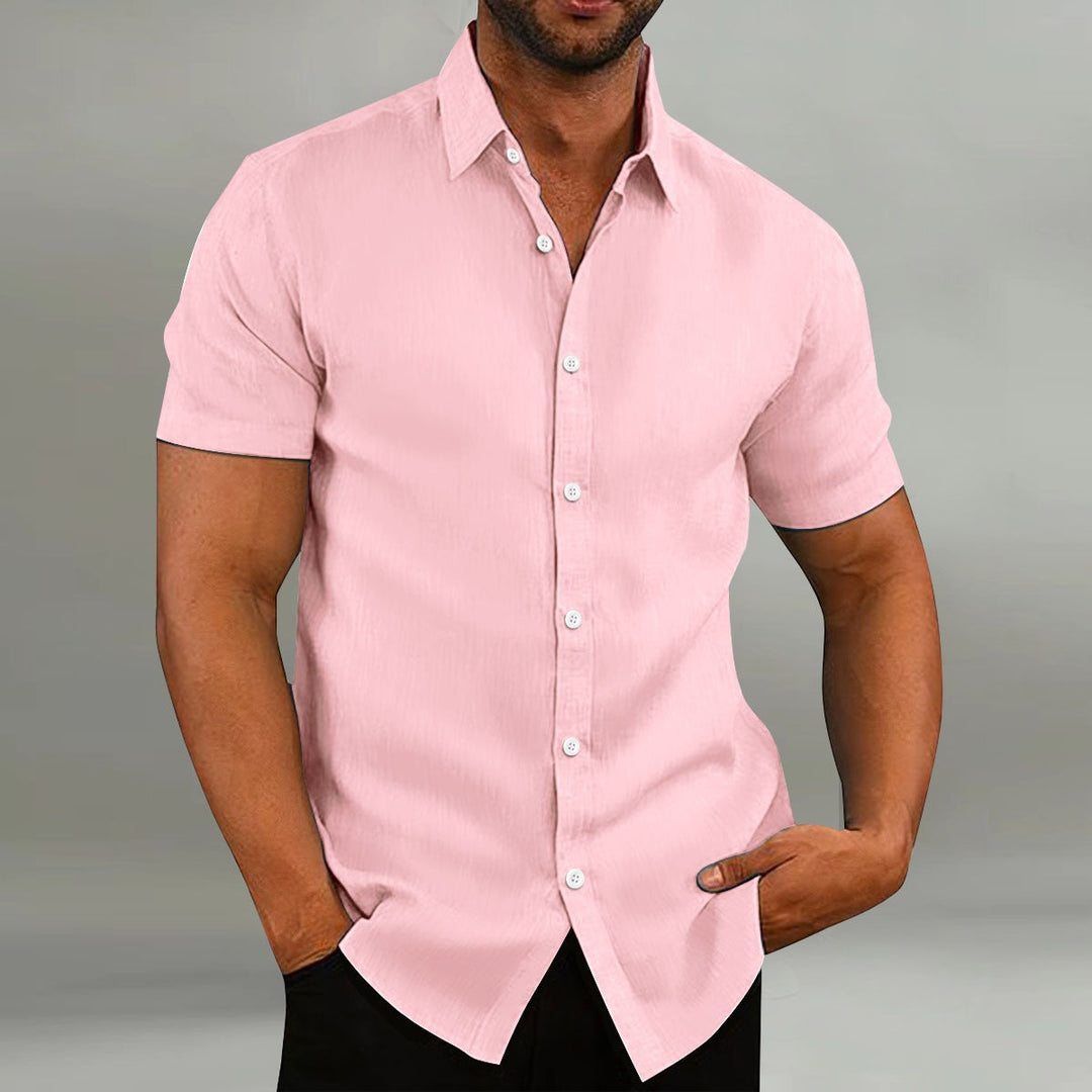 Men's Slim Fit Shirt – Short Sleeves, Suitable for Casual Summer Use