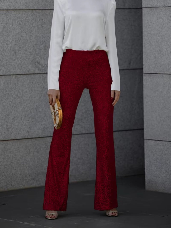 Glitter Pants with Sequins and Flared Legs for Women