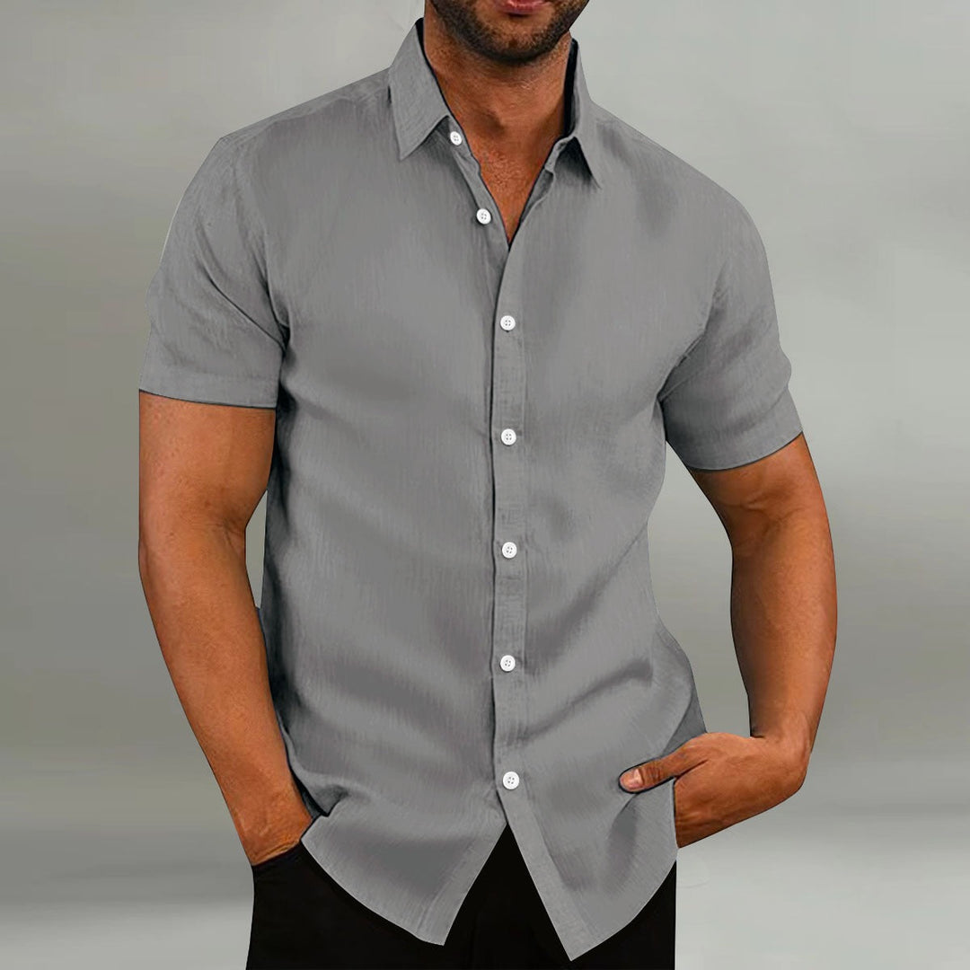 Men's Slim Fit Shirt – Short Sleeves, Suitable for Casual Summer Use
