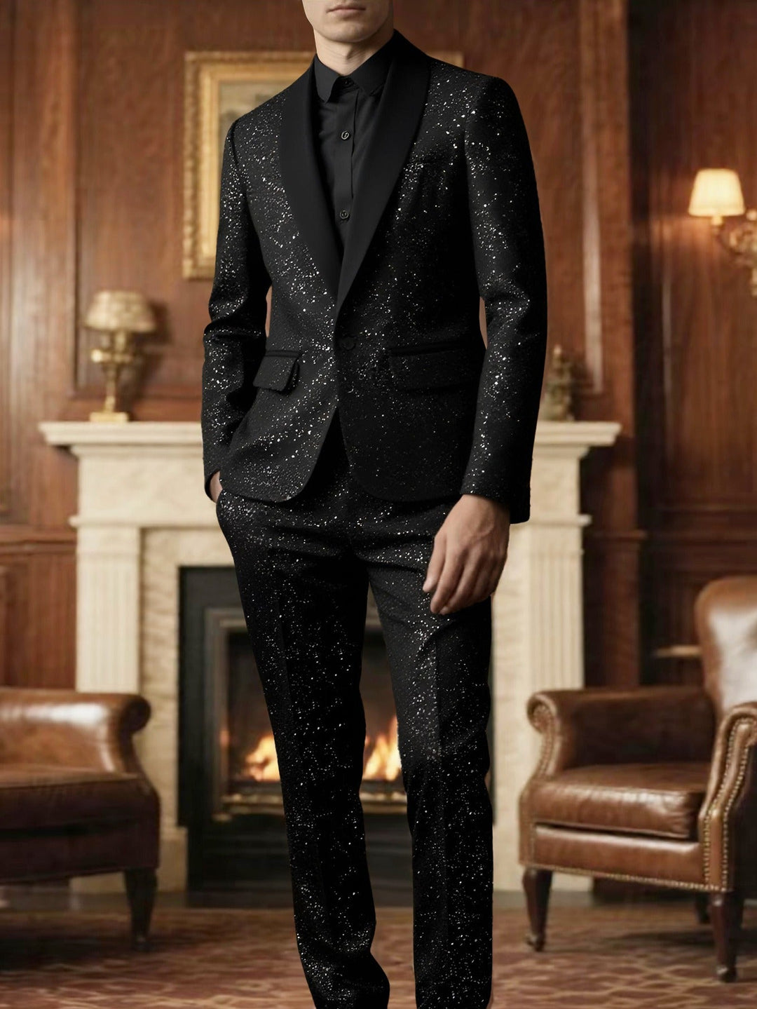 Glitter Suit with Blazer and Trousers for Men