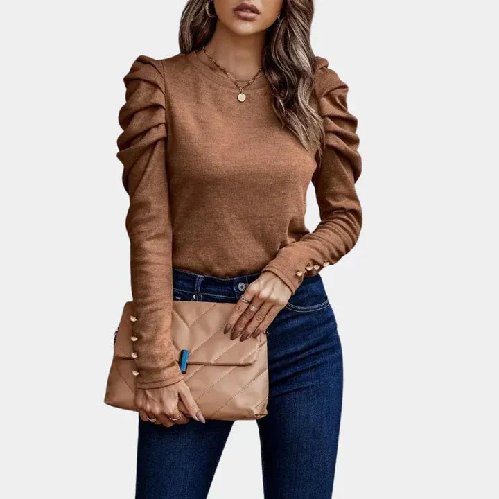 Sweater with Puff Sleeves for Women - Elena Harper