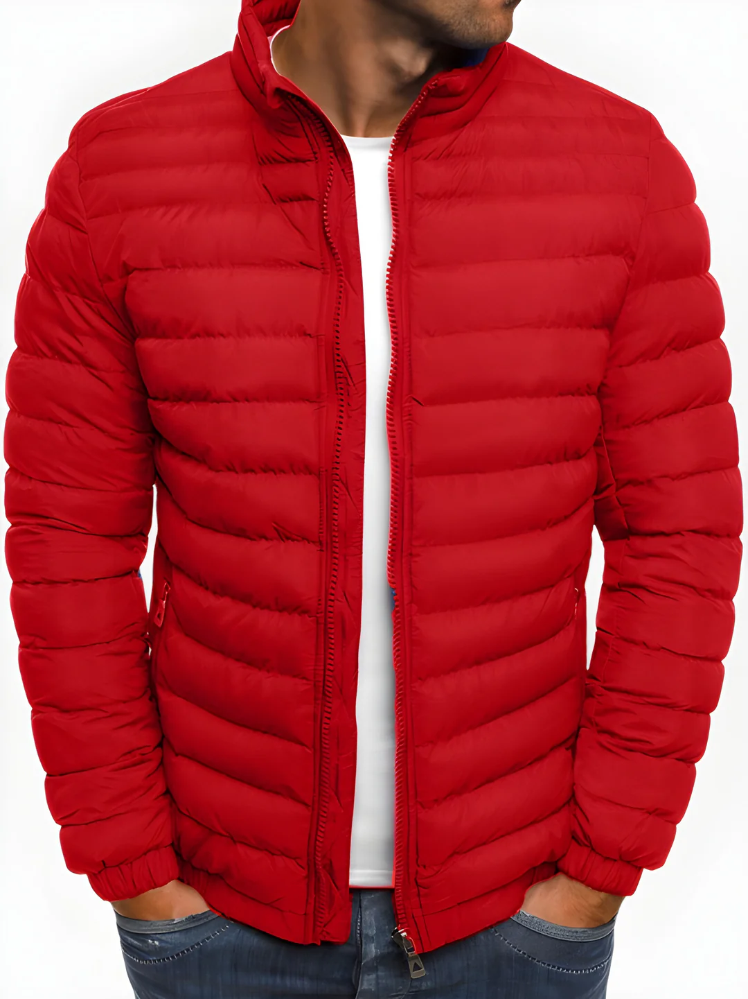 Mid-Season Jacket with Stand-Up Collar for Men