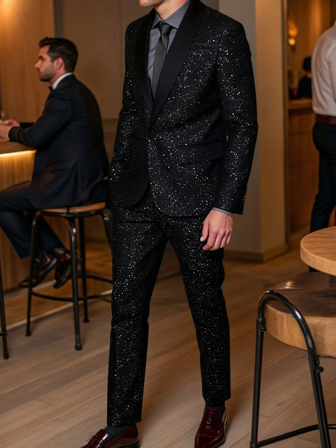 Glitter Suit with Blazer and Trousers for Men