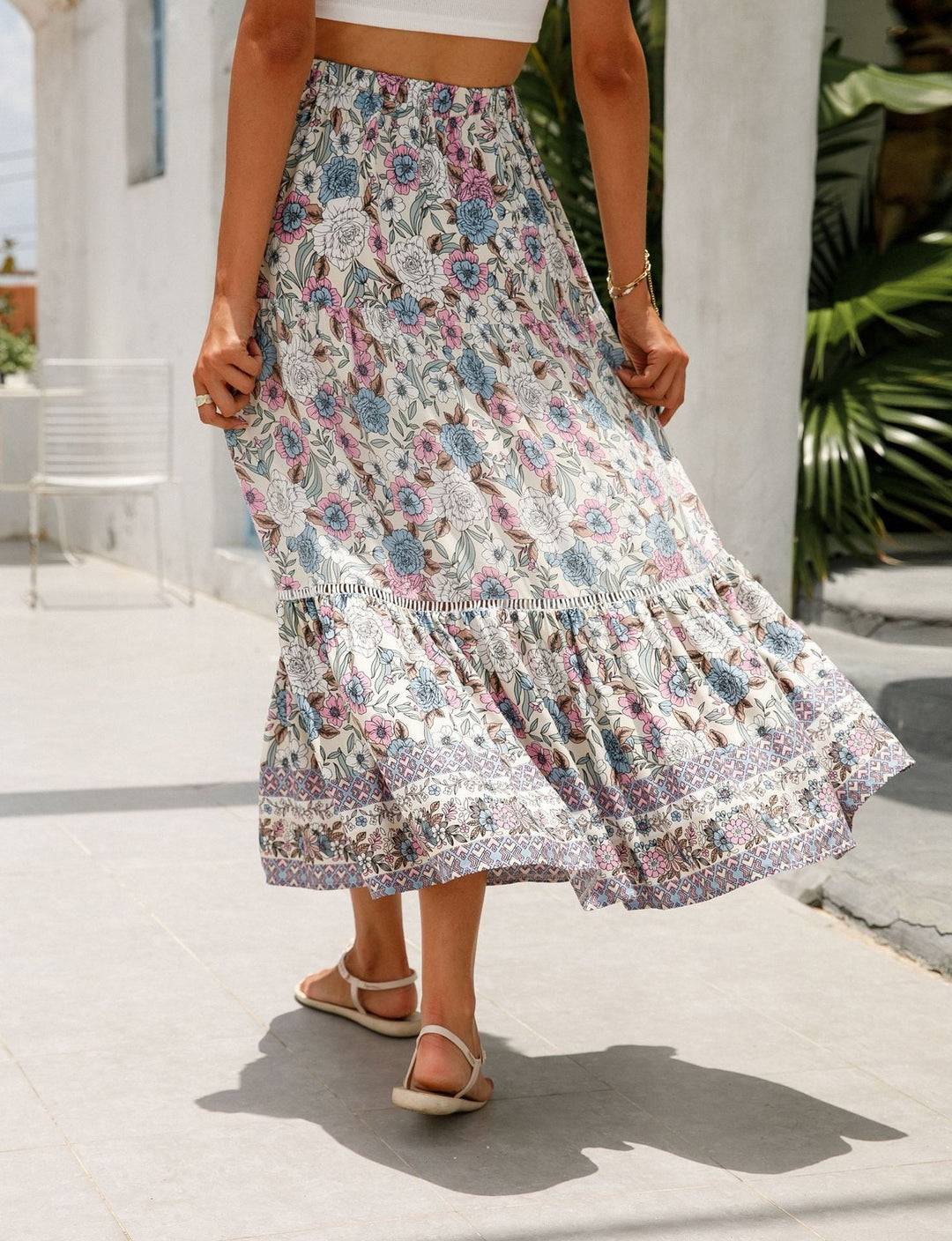 Long Floral Bohemian Skirt for Women - Vianey