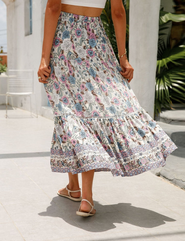 Long Floral Bohemian Skirt for Women - Vianey