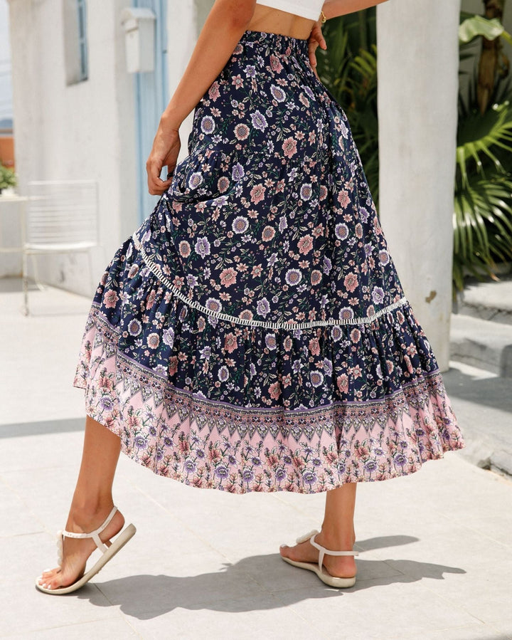 Long Floral Bohemian Skirt for Women - Vianey