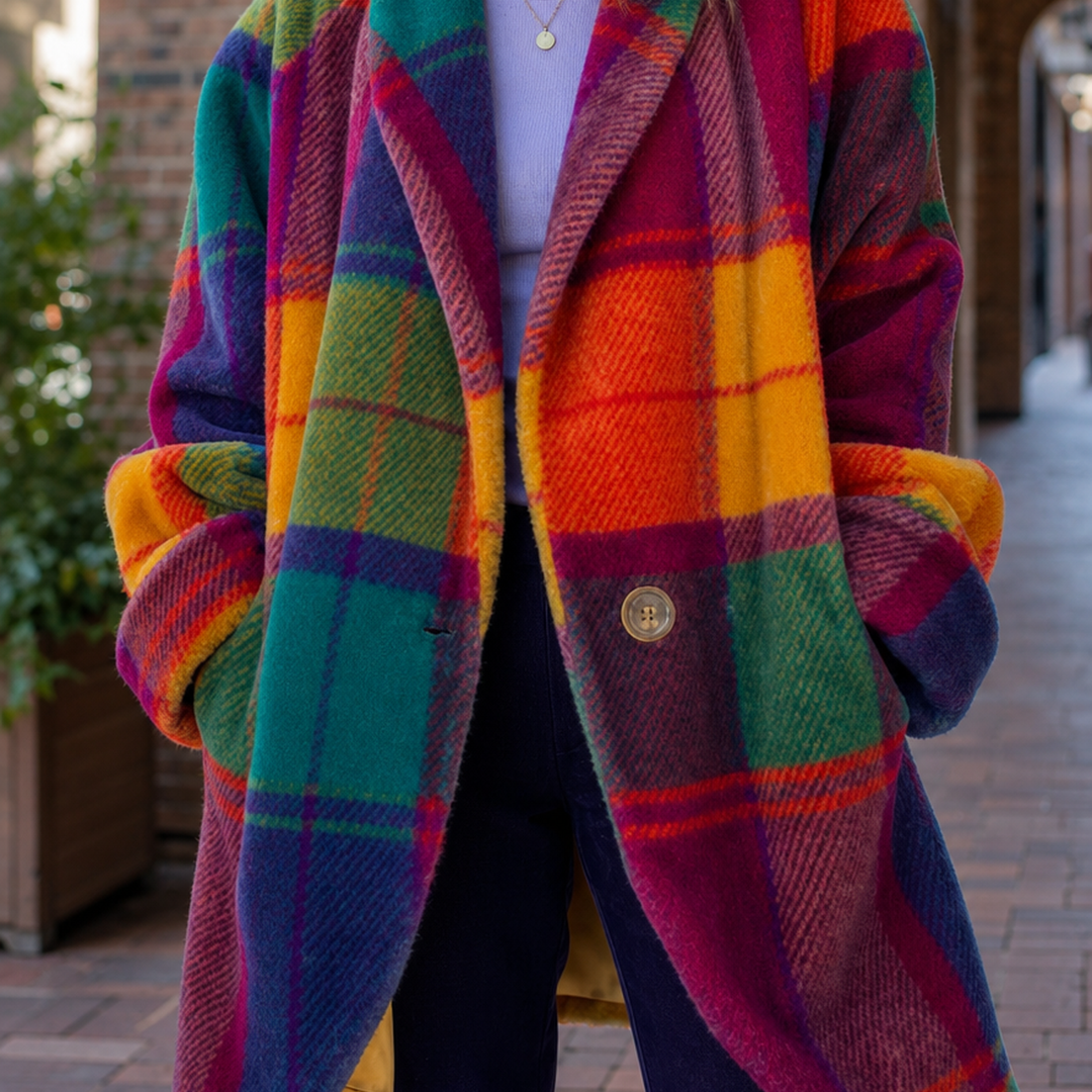 Women's Oversized Check Wool Longline Coat – Callander