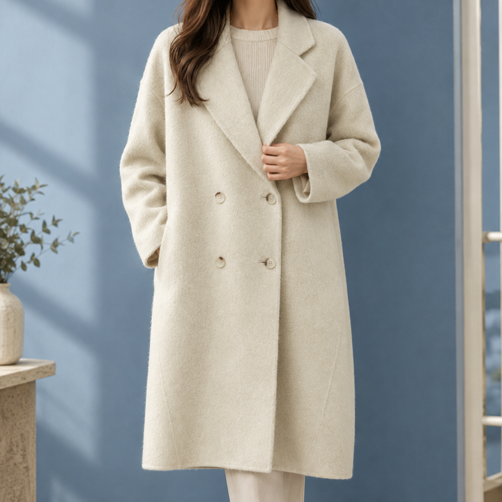 Women's Double-Breasted Wool Cocoon Coat Alresford - Elena Harper