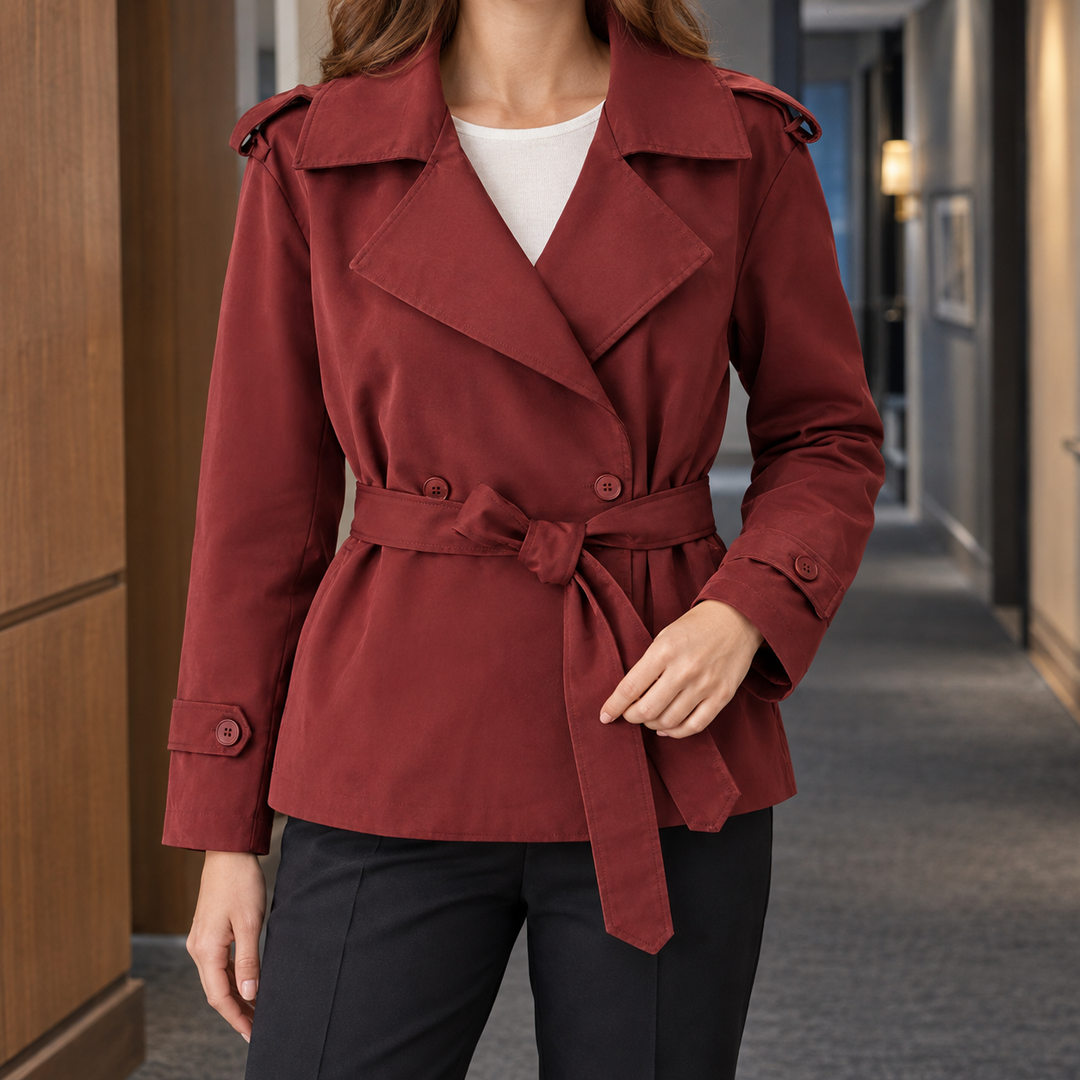 Women's Belted Double-Breasted Cropped Trench Jacket – Bembridge