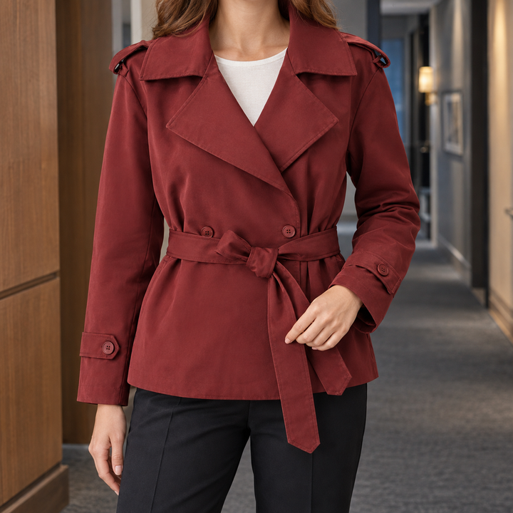 Women's Belted Double-Breasted Cropped Trench Jacket – Bembridge