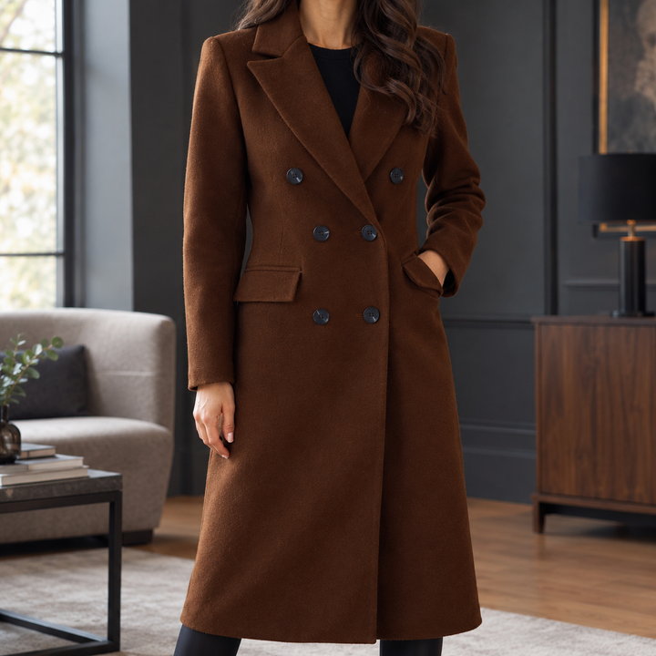 Women's Double-Breasted Soft-Touch Longline Overcoat Dunbar - Elena Harper