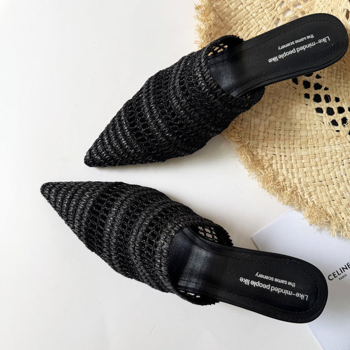 Falcone Woven Mules - Elena Harper