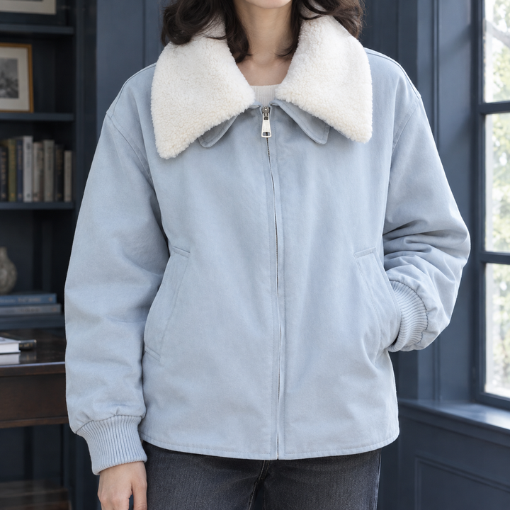 Women's Zip-Up Jacket with Plush Teddy Collar Cookham - Elena Harper