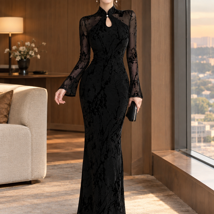 Elise-Skye Keyhole Cheongsam Dress