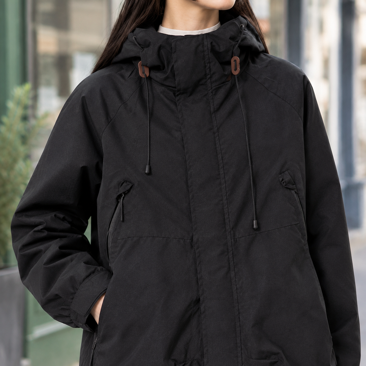 Women's Hooded Utility Jacket with Drawcord Hood Ulverston, view 2 - Elena Harper