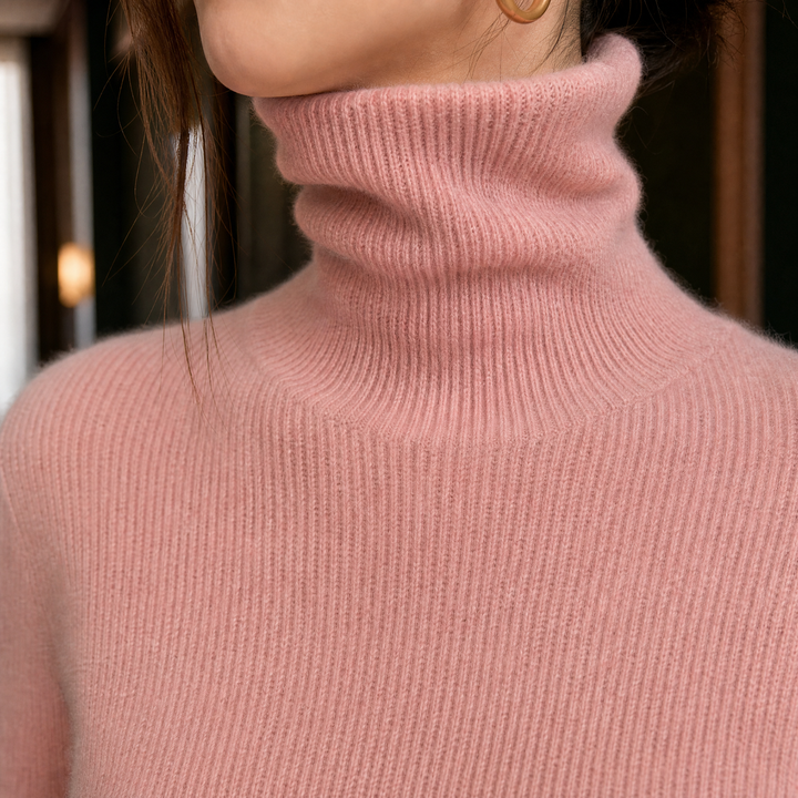 Women's Slim Fit Fine Ribbed Roll Neck Jumper Sigrid, view 2 - Elena Harper