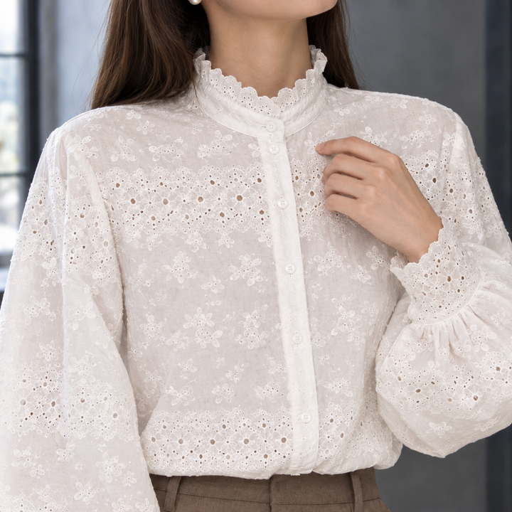 Ambrosine-Rose Embroidered Blouse