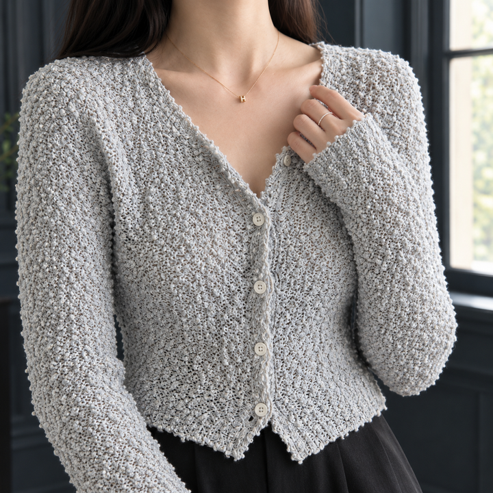 Faith Textured Cardigan, view 2 - Elena Harper