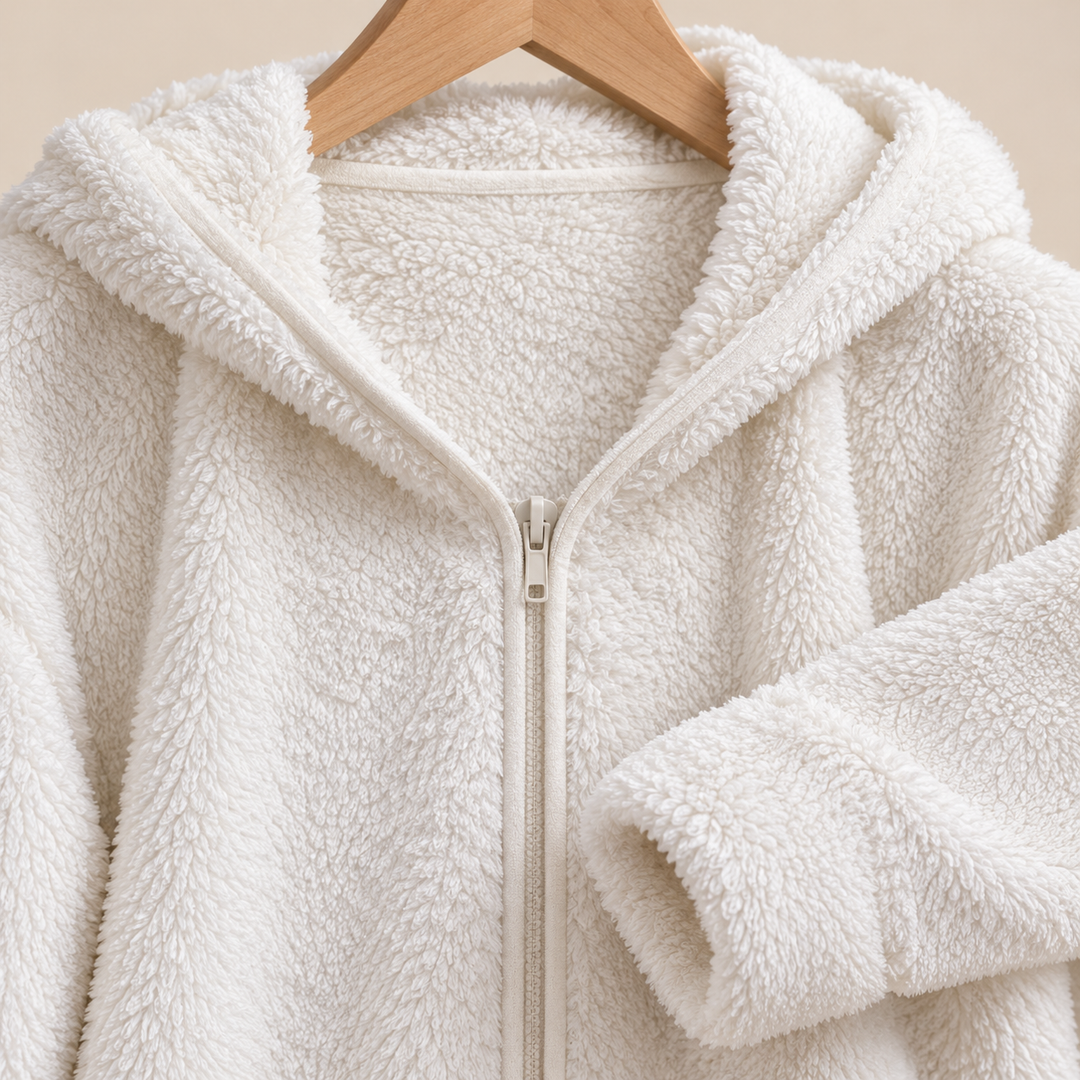 Women's Hooded Plush Teddy Zip-Up Jacket Abingdon, view 2 - Elena Harper