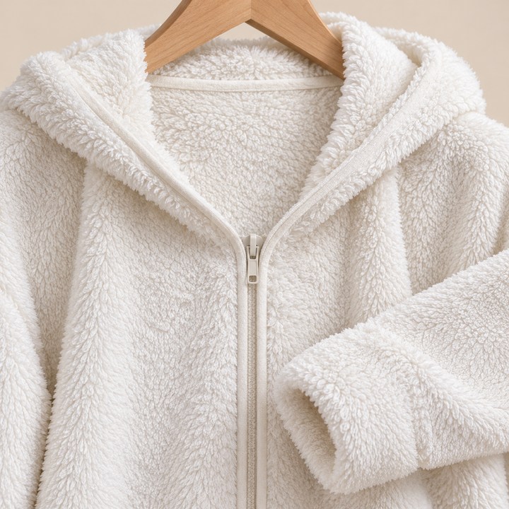 Women's Hooded Plush Teddy Zip-Up Jacket Abingdon, view 2 - Elena Harper
