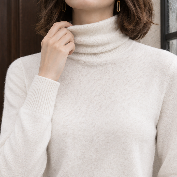 Women's Wool Blend Fold-Over Roll Neck Jumper Chrissie, view 2 - Elena Harper