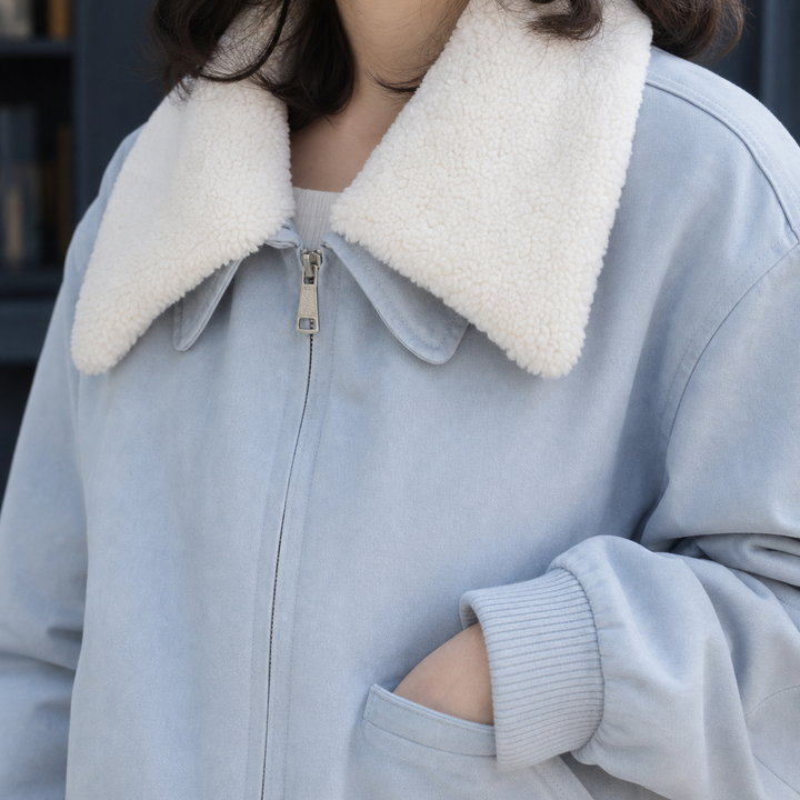 Women's Zip-Up Jacket with Plush Teddy Collar Cookham, view 2 - Elena Harper