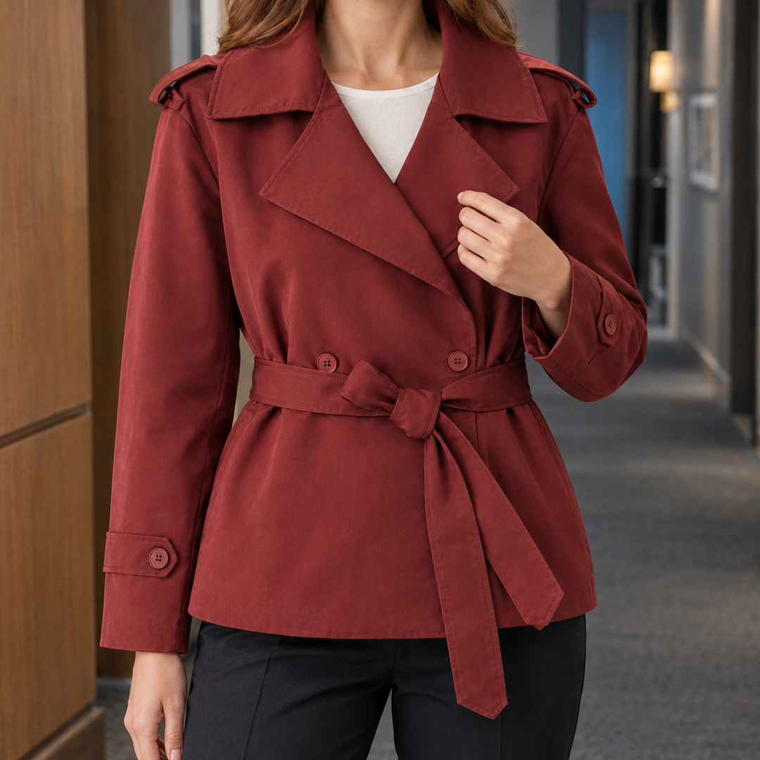 Women's Belted Double-Breasted Cropped Trench Jacket – Bembridge