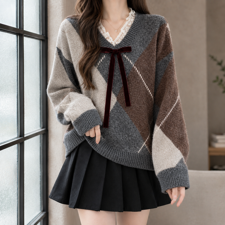 Alexia-Lane Argyle Sweater