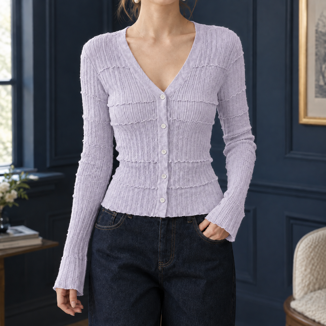 Elodie-Sage V-Neck Cardigan